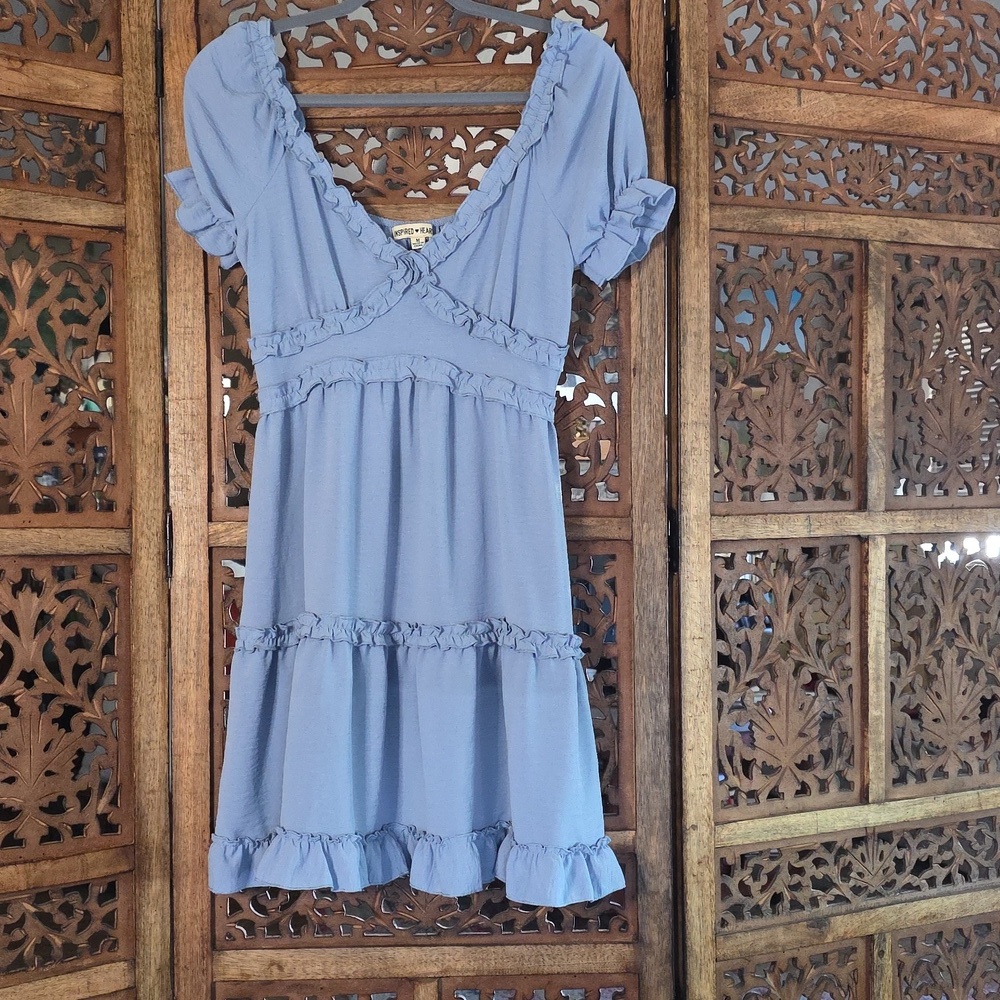 Inspired Hearts Light Blue Ruffled Mini Dress